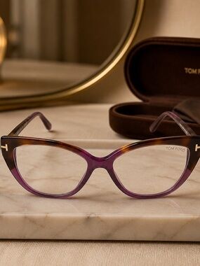 Tom Ford Ford Purple and Brown Cat-Eye Women's Glasses 🔥🔥🔥